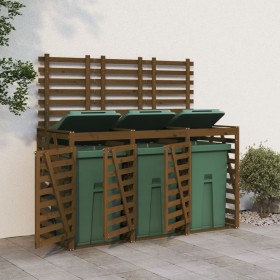 Triple shed for garbage cans honey brown pine wood by vidaXL, Waste container supports - Ref: Foro24-3157694, Price: 424,99 €...