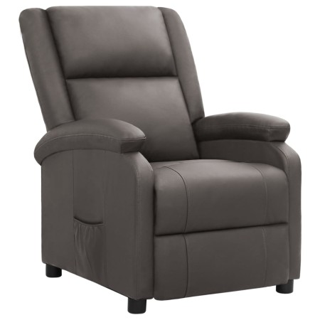 Sillón reclinable de cuero auténtico gris de vidaXL, Sillones - Ref: Foro24-337050, Precio: 356,99 €, Descuento: %