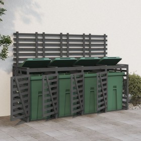 Quadruple trash can shed gray pine wood by vidaXL, Waste container supports - Ref: Foro24-3157699, Price: 551,82 €, Discount: %