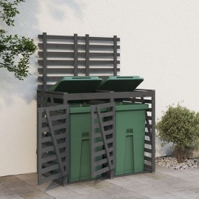 Double shed for garbage bins made of solid gray pine wood by vidaXL, Waste container supports - Ref: Foro24-3157687, Price: 2...