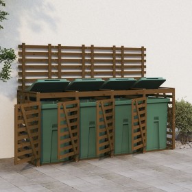 Quadruple shed for garbage bins made of brown honey pine wood. by vidaXL, Waste container supports - Ref: Foro24-3157700, Pri...