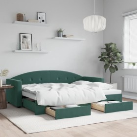 Trundle sofa bed with drawers dark green velvet 80x200 cm by vidaXL, Beds and slatted bases - Ref: Foro24-3197344, Price: 322...