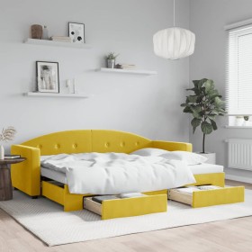 Trundle sofa bed with drawers yellow velvet 80x200 cm by vidaXL, Beds and slatted bases - Ref: Foro24-3197347, Price: 350,99 ...