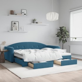 Sofá cama nido con cajones terciopelo azul 90x200 cm de vidaXL, Camas y somieres - Ref: Foro24-3197348, Precio: 328,74 €, Des...