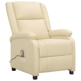 Cream White Genuine Leather Massage Chair by vidaXL, Electric massage chairs - Ref: Foro24-337053, Price: 379,99 €, Discount: %