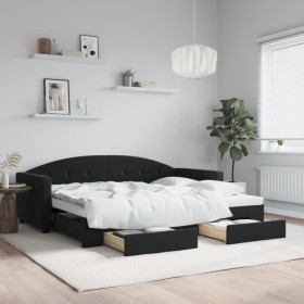 Sofá cama nido con cajones terciopelo negro 90x200 cm de vidaXL, Camas y somieres - Ref: Foro24-3197353, Precio: 342,56 €, De...