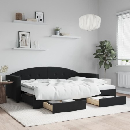 Sofá cama nido con cajones terciopelo negro 80x200 cm de vidaXL, Camas y somieres - Ref: Foro24-3197346, Precio: 324,27 €, De...