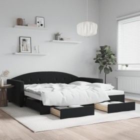 Trundle sofa bed with drawers black velvet 100x200 cm by vidaXL, Beds and slatted bases - Ref: Foro24-3197360, Price: 360,99 ...