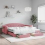 Sofá cama nido con cajones terciopelo rosa 100x200 cm de vidaXL, Camas y somieres - Ref: Foro24-3197359, Precio: 331,88 €, De...