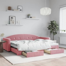 Trundle sofa bed with pink velvet drawers 80x200 cm by vidaXL, Beds and slatted bases - Ref: Foro24-3197345, Price: 335,01 €,...