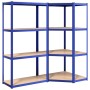 Shelving 4 levels 2 units steel and blue plywood