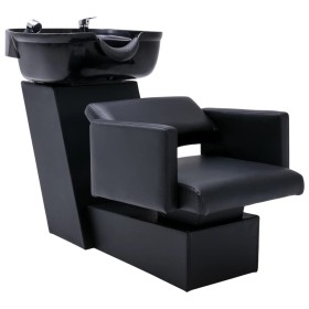 Washing chair with sink black synthetic leather 129x59x82 cm by vidaXL, Hairdressing chairs - Ref: Foro24-337177, Price: 458,...