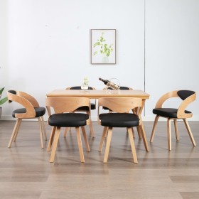 Dining chairs 6 pcs curved wood synthetic leather black by vidaXL, dining chairs - Ref: Foro24-278847, Price: 738,99 €, Disco...