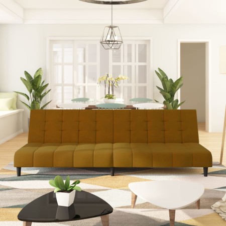 Brown velvet 2-seater sofa bed by vidaXL, Sofas - Ref: Foro24-337376, Price: 184,98 €, Discount: %