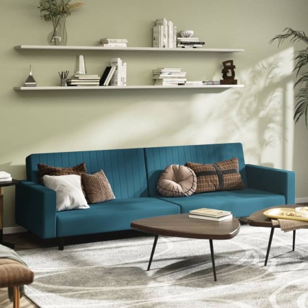 2 seater blue velvet sofa bed by vidaXL, Sofas - Ref: Foro24-337649, Price: 250,24 €, Discount: %