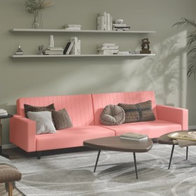 Pink velvet 2-seater sofa bed by vidaXL, Sofas - Ref: Foro24-337654, Price: 207,99 €, Discount: %