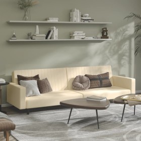 Cream velvet 2-seater sofa bed by vidaXL, Sofas - Ref: Foro24-337659, Price: 193,99 €, Discount: %