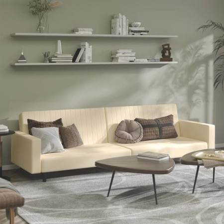 Cream velvet 2-seater sofa bed by vidaXL, Sofas - Ref: Foro24-337659, Price: 193,98 €, Discount: %