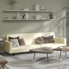 Cream synthetic leather 2-seater sofa bed by vidaXL, Sofas - Ref: Foro24-337668, Price: 198,99 €, Discount: %