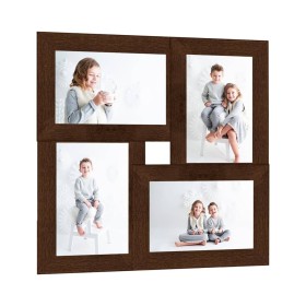 Collage photo frame for 4 photos of 10x15 cm in dark brown MDF. by vidaXL, Photo frames - Ref: Foro24-332770, Price: 16,53 €,...