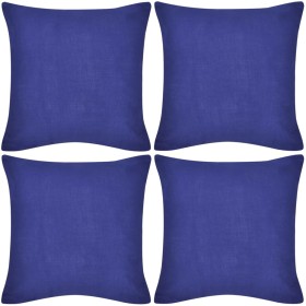 4 blue cotton cushion covers 40x40 cm by vidaXL, Cushions - Ref: Foro24-130919, Price: 19,99 €, Discount: %