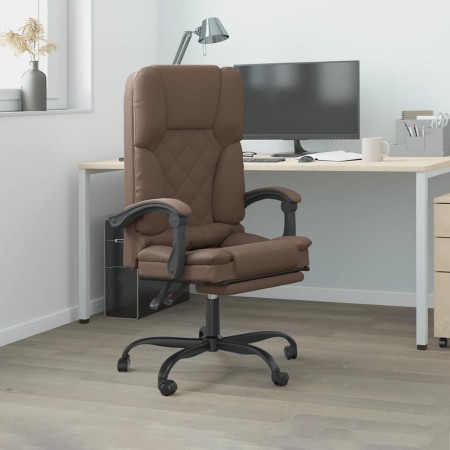 Silla de oficina reclinable masaje cuero sintético marrón de vidaXL, Sillas de oficina - Ref: Foro24-349688, Precio: 117,87 €...