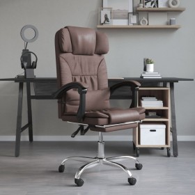 Brown synthetic leather massage reclining office chair by vidaXL, Office chairs - Ref: Foro24-349744, Price: 123,90 €, Discou...