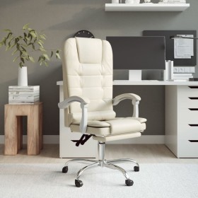 Cream-colored synthetic leather massage reclining office chair by vidaXL, Office chairs - Ref: Foro24-349670, Price: 115,00 €...