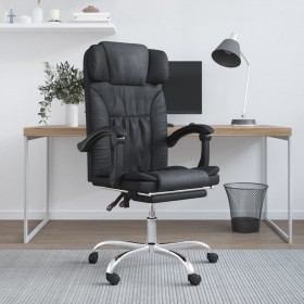 Reclining office chair with massage function, black synthetic leather by vidaXL, Office chairs - Ref: Foro24-349743, Price: 1...