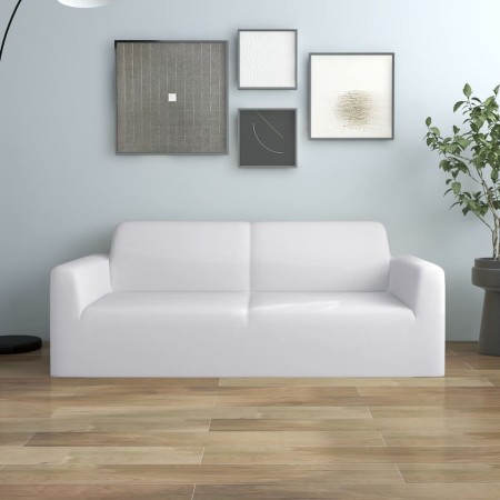 Funda elástica para sillón de 2 plazas poliéster jersey blanca de vidaXL, Fundas - Ref: Foro24-332949, Precio: 26,72 €, Descu...