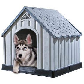 Gray doghouse 92x87x91 cm plastic by vidaXL, Dog kennels - Ref: Foro24-337894, Price: 147,45 €, Discount: %