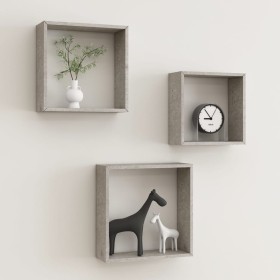 Cube wall shelves 3 units concrete gray by vidaXL, Shelves and shelves - Ref: Foro24-326721, Price: 31,54 €, Discount: %