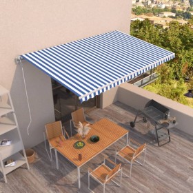 Automatic retractable blue and white awning 500x350 cm by vidaXL, Awnings - Ref: Foro24-3069026, Price: 562,99 €, Discount: %