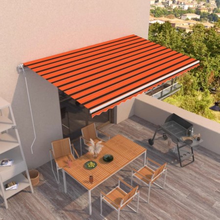 Retractable automatic awning in orange and brown, 500x350 cm. by vidaXL, Awnings - Ref: Foro24-3069030, Price: 605,27 €, Disc...