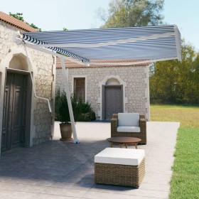 Blue and white automatic standing awning 500x350 cm by vidaXL, Awnings - Ref: Foro24-3069666, Price: 663,99 €, Discount: %