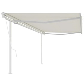 Toldo retráctil automático con postes crema 5x3,5 m de vidaXL, Toldos - Ref: Foro24-3070067, Precio: 658,36 €, Descuento: %