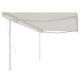 Toldo retráctil automático con postes crema 5x3,5 m de vidaXL, Toldos - Ref: Foro24-3070067, Precio: 655,99 €, Descuento: %