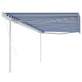 Automatic retractable awning with blue and white poles 5x3.5 m by vidaXL, Awnings - Ref: Foro24-3070066, Price: 645,87 €, Dis...