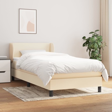 Cama box spring con colchón tela color crema 90x190 cm de vidaXL, Camas y somieres - Ref: Foro24-3126050, Precio: 321,30 €, D...