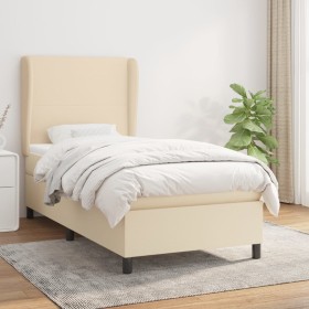 Box spring bed with cream fabric mattress 90x190 cm by vidaXL, Beds and slatted bases - Ref: Foro24-3127770, Price: 380,97 €,...