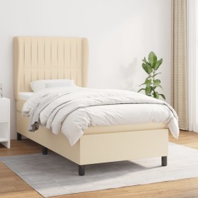 Box spring bed with cream fabric mattress 90x190 cm by vidaXL, Beds and slatted bases - Ref: Foro24-3128090, Price: 381,92 €,...