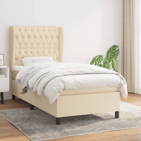 Box spring bed with cream fabric mattress 90x190 cm by vidaXL, Beds and slatted bases - Ref: Foro24-3128170, Price: 401,91 €,...