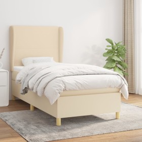 Box spring bed with cream fabric mattress 90x190 cm by vidaXL, Beds and slatted bases - Ref: Foro24-3128330, Price: 378,51 €,...