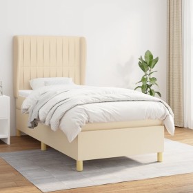 Cama box spring con colchón tela color crema 90x190 cm de vidaXL, Camas y somieres - Ref: Foro24-3128650, Precio: 372,99 €, D...