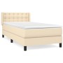 Cama box spring con colchón tela color crema 90x190 cm de vidaXL, Camas y somieres - Ref: Foro24-3129998, Precio: 316,99 €, D...