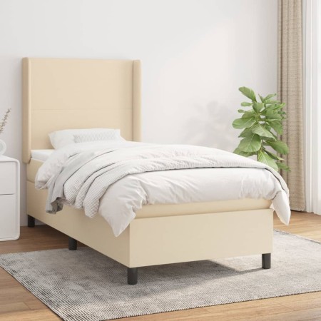 Cama box spring con colchón tela color crema 90x190 cm de vidaXL, Camas y somieres - Ref: Foro24-3131238, Precio: 365,60 €, D...