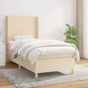 Box spring bed with cream fabric mattress 90x190 cm by vidaXL, Beds and slatted bases - Ref: Foro24-3131798, Price: 373,51 €,...