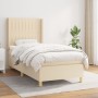 Cama box spring con colchón tela color crema 90x190 cm de vidaXL, Camas y somieres - Ref: Foro24-3132118, Precio: 374,77 €, D...