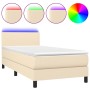 Cama box spring con colchón y LED tela crema 90x190 cm de vidaXL, Camas y somieres - Ref: Foro24-3132962, Precio: 321,61 €, D...