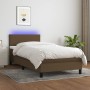 Cama box spring con colchón LED tela marrón oscuro 90x190 cm de vidaXL, Camas y somieres - Ref: Foro24-3132960, Precio: 313,3...